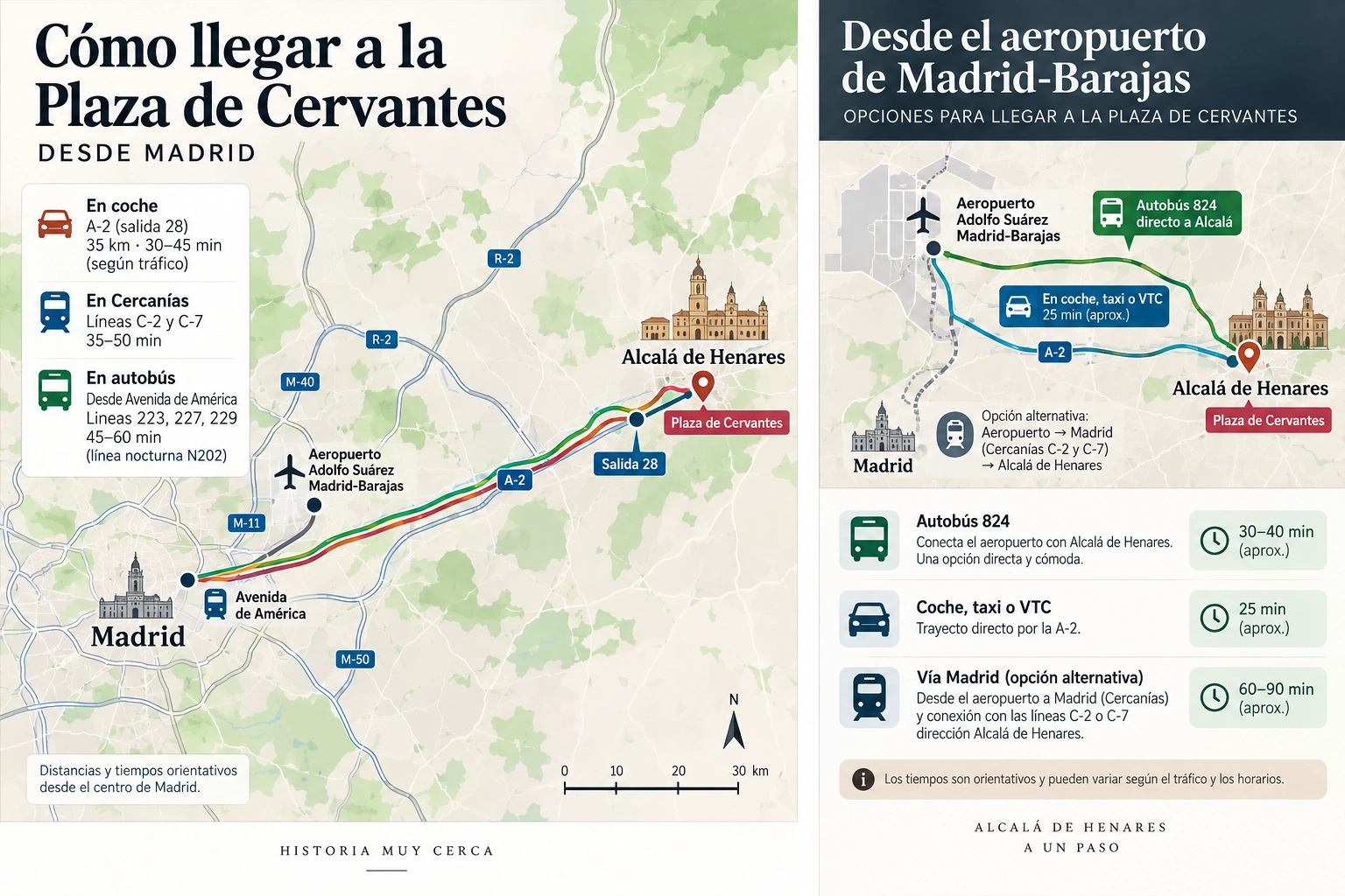 Plano cómo llegar a la Plaza de Cervantes